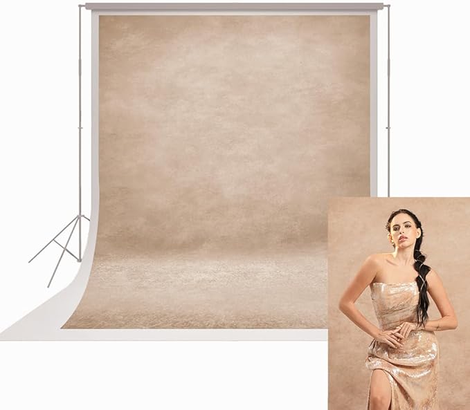 UrcTepics 6x8ft Beige Abstract Textured Professional Photography Backdrop Fabric for Studio, Portraits, Headshot, Event. by UrcTepics