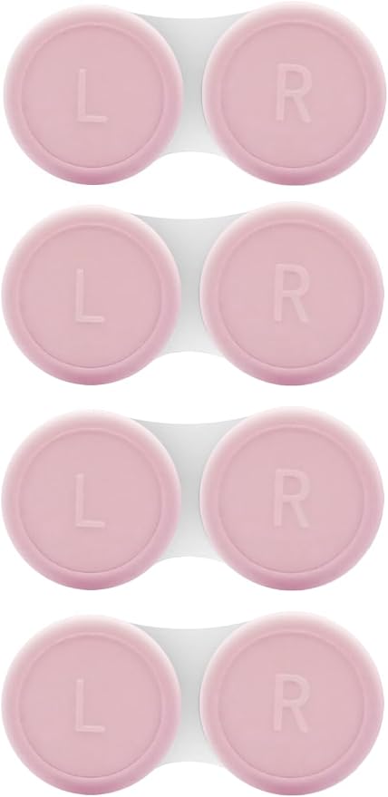 Vastsoon 4 Pack Contact Lens Case, Contact Solution Soaking Case Replacement Kit for Travel, Daily Use (Pink) by Vastsoon
