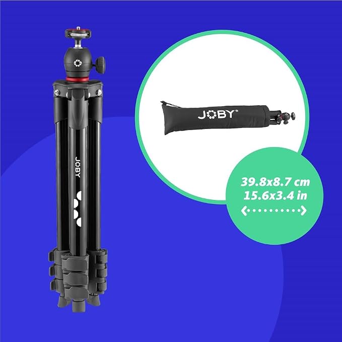 JOBY Compact Light Kit, Smartphone/Camera Tripod with Ball Head, Universal Smartphone Holder, Carrying Bag, for CSC, DSLR, Mirrorless Camera, Smartphone, Colour: Black, 1.5 Kg Capacity - Image 6