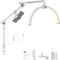 NEEWER Basics 22" Half Moon Lash Light with Articulating Desk Clamp Mount Stand/Phone Holder, 32W Foldable LED Nail Tech Table Arc Lamp for Makeup Beauty Tattoo Overhead Video Recording, HM03-D by Neewer