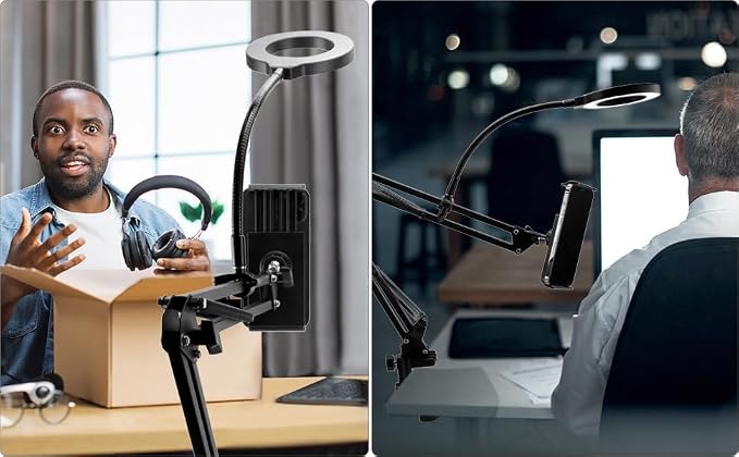 QWORK Universal Desk C-Clamp with 1/2" Thread Hole, 4 Pack Adjustable Metal Mounting Table Clamp, Desk Light Clamp Mount Holder for Swing Arm Magnifying Desk Lamp Microphone Camera - Image 8