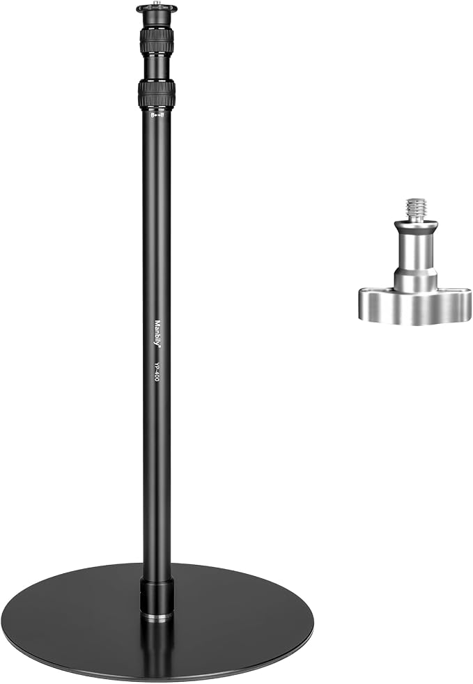 YP-400 Light Stand, 80” Monopod for Camera, LED Light, Heavy Duty Aluminum Alloy 36mm Tubes Metal Round Base with 1/4” Screw, 3/8” Screw & Light Mount Adapter Studio Stage by Manbily