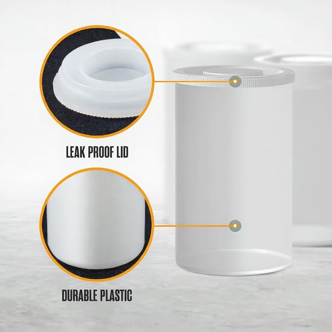 Film Canisters with Caps, 35mm Case, Container with Lids, Clear, 60 Pack | Houseables Film Canisters, Cannisters for Rockets, Empty Camera Reel Holder, Bottles, Coin Storage, Plastic, 8oz, 2"x1", Bulk - Image 4