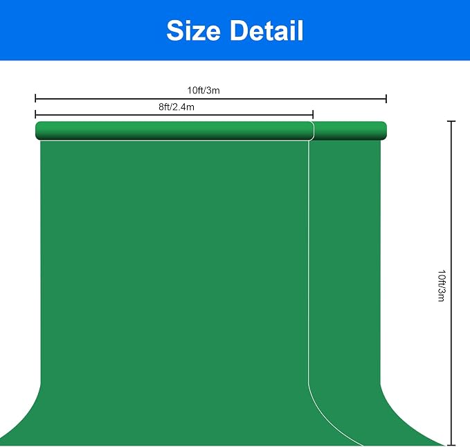 Joccun 8X10FT Green Backdrop Background for Photography,Polyester Backdrop Curtain Background Screen for Photography,Photoshoot,Video Recording,Studio(8X10ft,Green) - Image 6