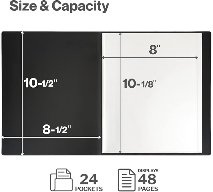 Cranbury Portfolio Binder 8x10, 48 Photos, Clear Sleeves, Pink | 24 Pages Hold 48 Photos, Clear Plastic Sleeves, Customizable Front Pocket, Poly Presentation Book - Image 6