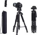 74’’ Camera Tripod,Heavy Duty Camera Stand Tripod,Cell Phone Tripod with Phone Holder, Professional Travel DSLR Tripods Compatible with DSLR Cameras,Cell Phones,Projector,Webcam(Black) by BONFOTO