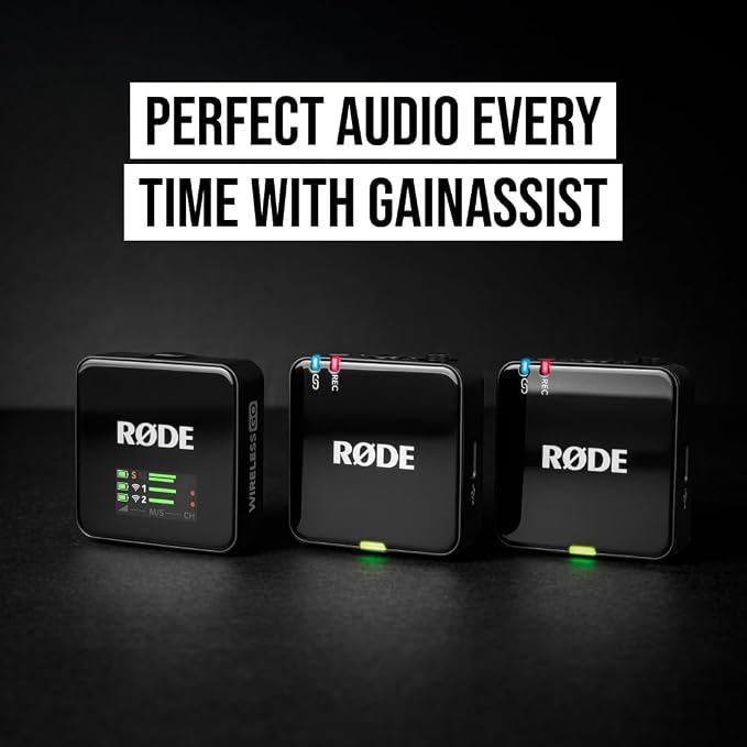 Rode Wireless GO (Gen 3) 2-Person Compact Digital Wireless Microphone Recorder Black Bundle with Grade Lavalier Lapel Microphone (2 Pack), Kellards Cleaning Cloth - Image 6
