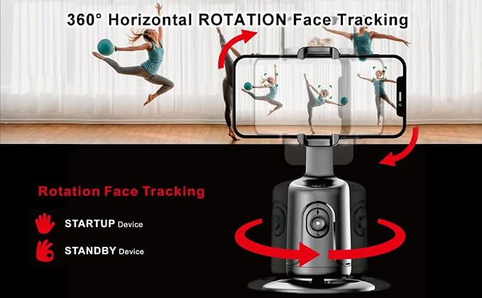 GREEN HOUSE Auto Face Tracking Phone Holder & Mount, GH-USTTA-BK | 360° Fast Rotation, Gimbal Stabilizer, Gesture Recognition, For Vlog, YouTube, TikTok, Influencer Content Creating - Image 7