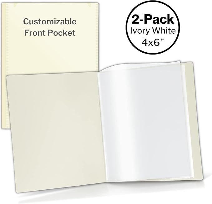 Cranbury 2-Pack Mini Photo Albums 4x6, 48 Photos, Clear Sleeves, Ivory | 24 Pockets Each, Customizable Covers, Compact Storage for 4x6 Photos & Keepsakes - Image 6