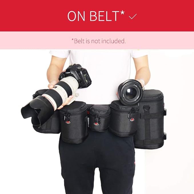 DSLR Lens Case Pouch for Small Camera Lens, Fits Up to 2.76" x 2.95" | Padded Lens Pouch – Water-Resistant, Zip Closure, Shoulder Strap, Fits Small DSLR Lenses, Ideal for Travel & Storage - Image 6
