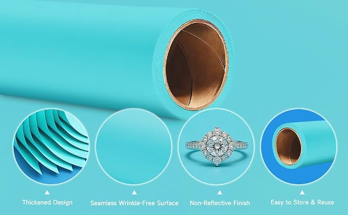 YSKE-Seamless Light Turquoise Paper Backdrop Roll for Photography, Photo Background,Roll of Paper with Backdrop Cover for Background Stand,Thick Anti-Wrinkle Matte(53''x16.4',Alpine Aqua) - Image 4
