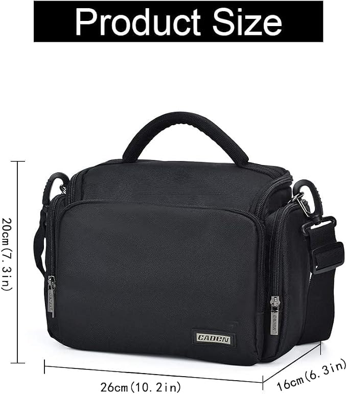 CADeN Camera Shoulder Crossbody Bag Case Compatible for Nikon, Canon, Sony SLR/DSLR Mirrorless Cameras and Lenses Waterproof(1.0 M, Black) - Image 7