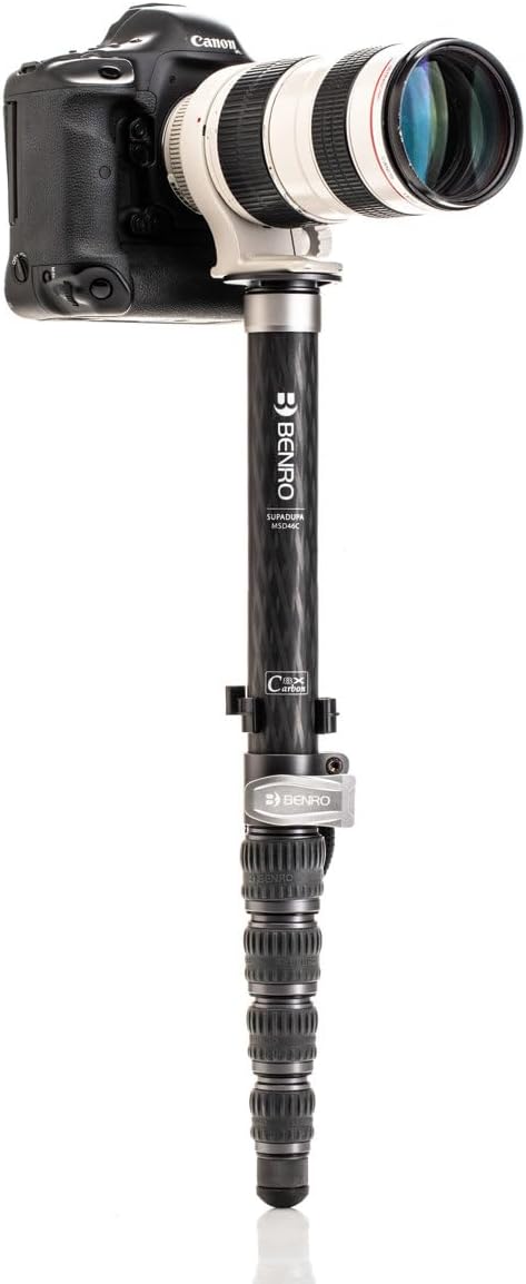 Benro Carbon Fiber Monopod – 6-Section Lightweight Travel Monopod with Twist Locks, Folding Base, Quick Height Adjustment, and High Load Capacity for DSLR, Mirrorless & Video Cameras (MSD46C) | High Load Capacity for DSLR, Video Cameras (MSD46C), Foldi... - Image 3