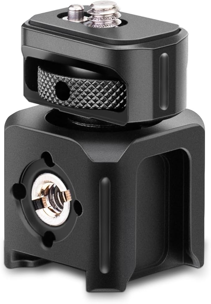 Zeadio Universal Camera Mount with 1/4"-20 Screw, Hot Shoe Adapter, 3/8" Threaded Holes with to 1/4"-20 Threaded Adapter, Light Shoe & Bubble Level for Monitor and Light Mounts etc by Zeadio