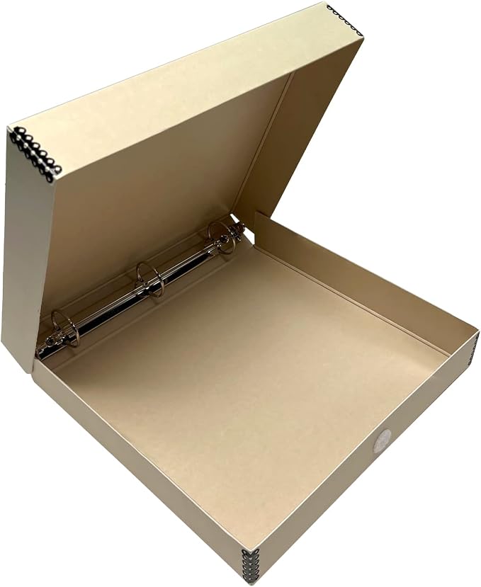 Lineco, Archival Tan 3-Ring Binder Album Box, 12.75x11.5x2 Inch | Acid-Free Photo Box Binder, Unique Design to Store, Preserve, Organize Photos, Art, Crafts, Papers, Documents, Prints by Lineco