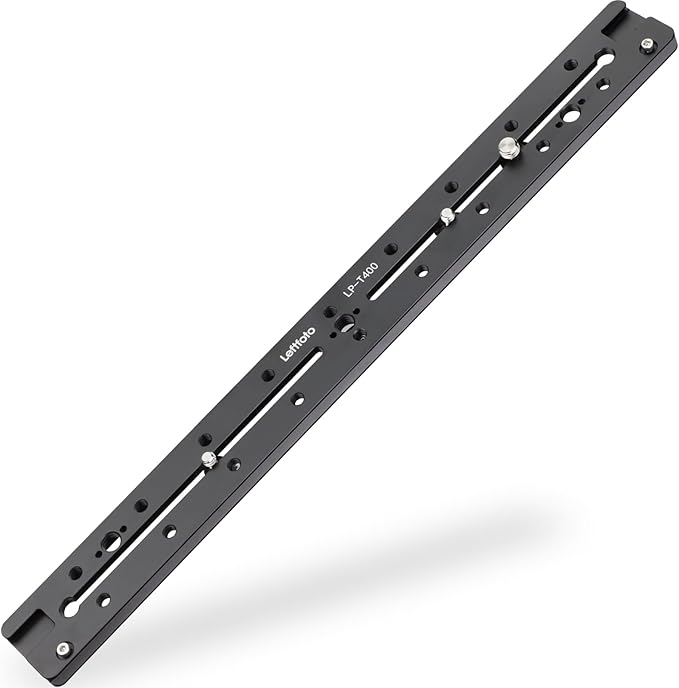 LEFTFOTO 400mm Lengthened Quick Release Double Dovetail Slide Rail Universal QR Plate, with ARRI Locating Hole, 1/4" & 3/8" Threads, Cold Shoe - for DSLR Camera Tripod Ballhead by Leftfoto