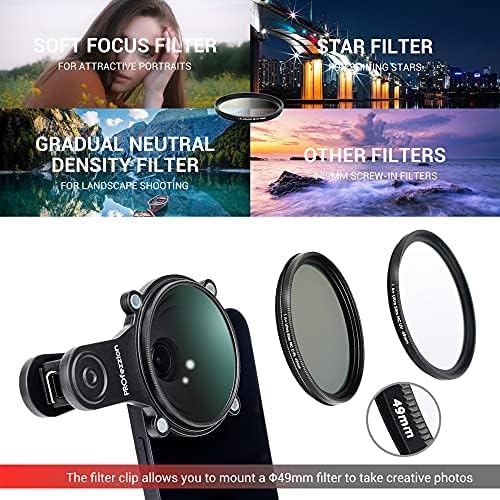 PROfezzion Anti-Reflection/Glare Cell Phone Lens Hood Shade for iPhones | for iPhone 17 16 15 14 13 12 Samsung Google Huawei Phone, Magnetic Clip with 49mm Filter Thread & Silicone Len Hood Included - Image 2