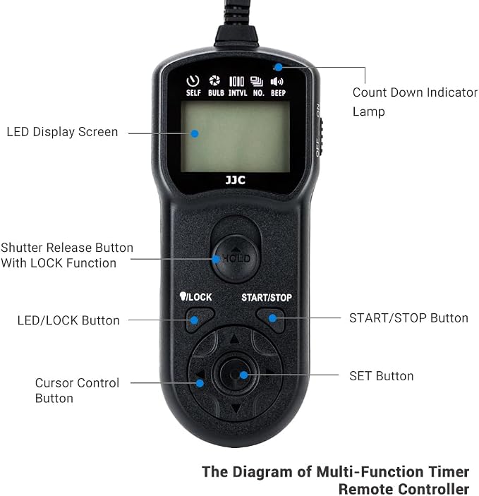 JJC Intervalometer Timer Remote Shutter for Panasonic ZS99/TZ99 S9 G100D | Wired Time Lapse Camera Controller, for Long-Exposure Astrophotography Plant Growth Shooting Photography - Image 5