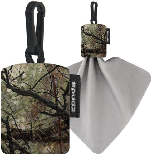 SPUDZ Classic Microfiber Lens Cleaner – Clip-On Pouch, Washable – for Binoculars, Scopes, Glasses, Screens | Classic | Camo, 10 x 10 Inch - Image 2