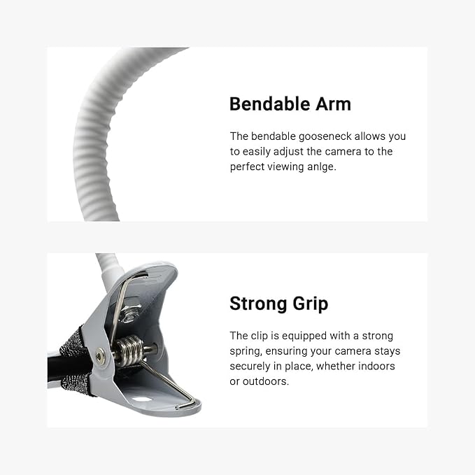 Indoor Outdoor Security Camera Flexible Clip Mount, White (Pack of 2) - Image 4