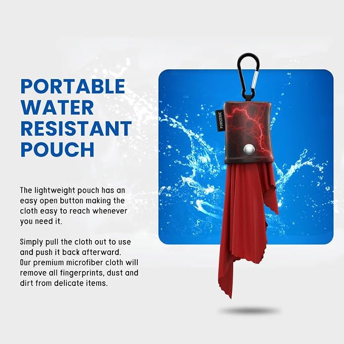 Microfiber Cloth & Glasses Wipes (6 Pack) Lens & Glasses Cleaning Cloth - Eye Glass Clean Cloths - Eyeglass Cleaning Cloth - Glass Cleaning Cloth - Camera Lenses & Gadget Delicate Screens - Red - Image 6