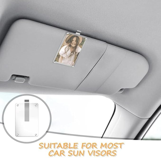 Car Photo Holder for Sun Visor, Acrylic Magnetic Visor Photo Clip for Car, Personalized Sunshade Photo Frame Easy Insert Photo Display Vertical Horizontal Memorial Photos - Image 5