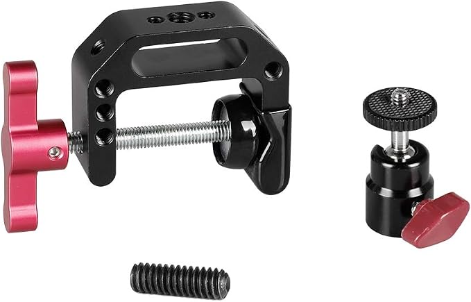 CAMVATE C Clamp Articulated 1/4"-20 Mini Ball Head Support Holder (Red Locking Knob) - 2172 - Image 5
