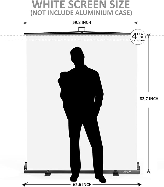 【Easy Set Up】 RAUBAY 59.8 x 82.7in Collapsible White Backdrop Screen | Portable Retractable Panel Photo Background with Stand for Video Conference, Photographic Studio, Streaming - Image 2