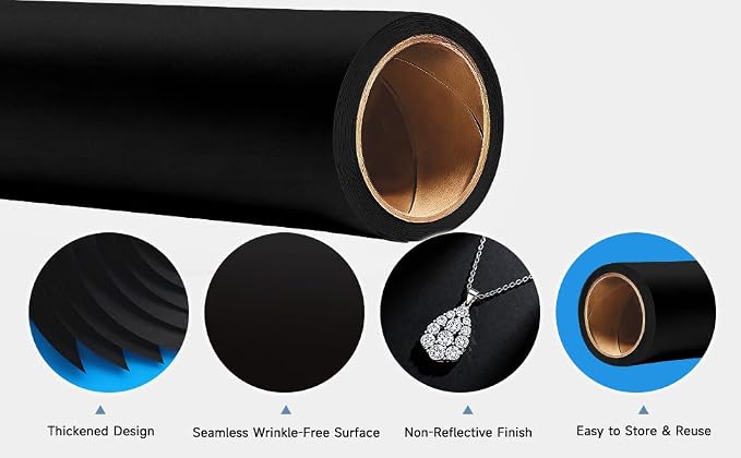 Seamless Black Paper Backdrop Roll for Photography, Photo Background, and Photoshoot Cover–Roll of Paper with Backdrop Cover for Background Stand,Thick Anti-Wrinkle Matte.(106.9''x36' Black) - Image 4