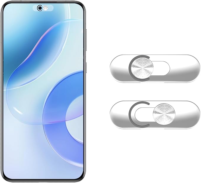 Front Camera Cover Compatible for Smartphones,Webcam Cover Compatible for Pixel/Galaxy/iPad,Protect Privacy and Security,Camera Slide Protection,2 Pack-Silver by EYSOFT