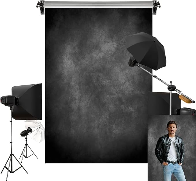 Kate 5x7ft/1.5x2.2m Dark Backdrop Black Abtract Texture Portrait Photo Backgrounds Photography Studio Props by KateBackdropforPhotography