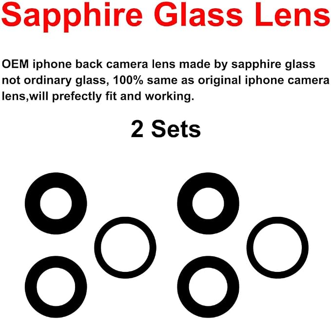 2 Set Back Rear Camera Lens Glass Replacement for iPhone 13 Pro and iPhone 13 Pro Max with Reparing Toolkit - Image 3