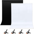 5x6.5ft White Black Backdrop with 4 Spring Clamps (Without Stand) | 2-in-1 Collapsible Black White Screen Backdrop Revisible for Photography Photoshoot Portraits Party Video Studio by UTEBIT