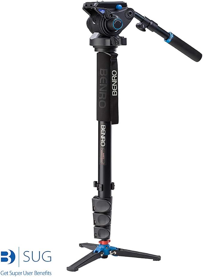 Benro Aluminum 4 Series Flip-Lock Video Monopod Kit w/ 3-Foot Articulating Base and S6 Video Head (A48FDS6) - Image 2