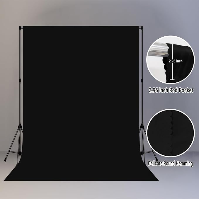 Black Photography Backdrop for Photoshoot, Fabric 5x7ft | Polyester Studio Photo Backgrounds, Non Reflective, Easy to Hang, for Portrait Shoot, Product, Party Decor, Video Creation - Image 6