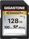 [5-Yrs Free Data Recovery] GIGASTONE 128GB SD Card, 4K Camera Pro, A1 V30 SDXC Memory Card 4K UHD Video Compatible with Canon Digital Camera, with 1 Mini Cases by Gigastone