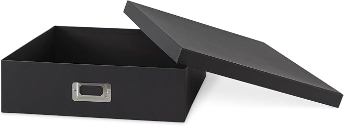 Soul & Lane - Black Scrapbook Photo Storage Box with Lid, 14.8x13x3.7 In | Large Keepsake Memory Organizer, Decorative Cardboard Album Box, Jumbo Craft Storage for Photos and Memorabilia - Image 8