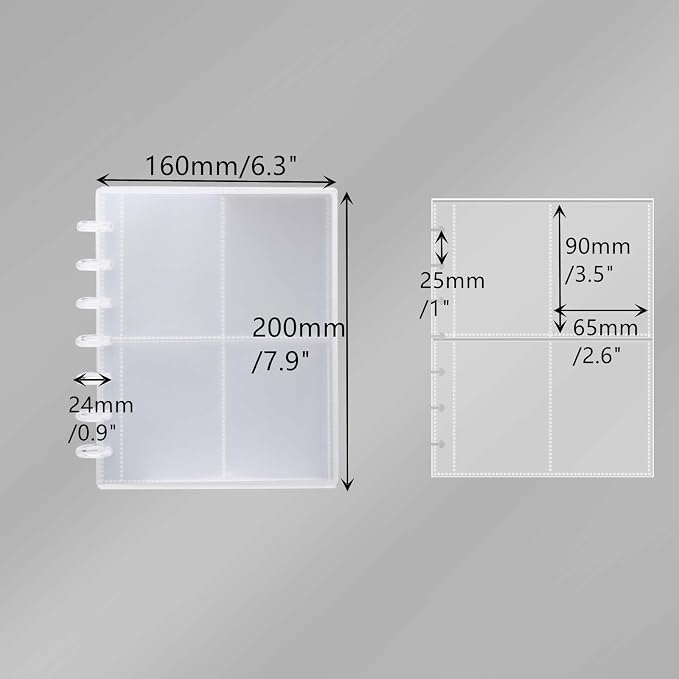 Clear Discbound Pocket Sleeves 7 Disc Sheet Protectors 20 Inner Pages PP 2.6x3.5 Pockets PET Cover Photo Card Protector Binder Album (4 Pocket - 7 Disc) - Image 3