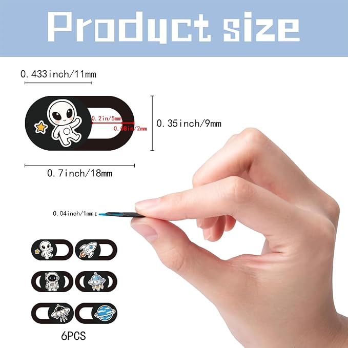 6Pcs 6 Styles Alien Spaceship Cute Laptop Camera Cover Privacy Guard Accessories, 0.04 Inch Thin Camera Privacy Blocker for Laptop Desktop Computer Tablet Notebook Mini PC Home Office Use - Image 2