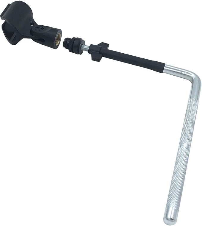 Drum Set Microphone Mount Holder, Drum Rack Mounting Clamp with L Shaped Mic Mount Arm Shock Mount Microphone Clip, Microphone Stand for Hi-Hat Cymbal Stand Percussion Drum Set - Image 3