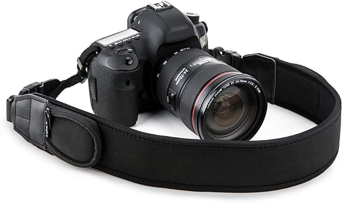 JJC DSLR Camera Neck Strap, Neoprene Strap for Canon Nikon Sony w/Pockets | Shoulder Strap with Quick Release, Adjustable, for Canon Rebel T7 EOS R50 R6 R5 5D 6D Nikon D850 D7500 D5600 D3500 by JJC