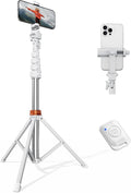VIMOSE 66" Phone Tripod, Tripod for iPhone with Remote & Phone Stand | Extendable Cell Phone Tripod for Video Recording, Ultimate Tripod & Monopod Accessories for iPhone/Android, Monza White by VIMOSE