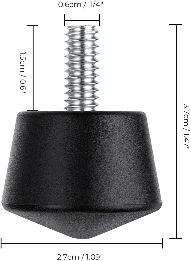 K&F CONCEPT Universal Anti-Slip Rubber Tripod Foot Spikes | Compatible with 1/4 inch Thread Tripod Monopod Legs Feet Replacement Parts, 3 PCS, TQ23 - Image 2