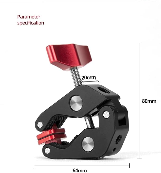 REFLEX CAMERA Super Clamp With 1/4" and 3/8" Threaded Holes for Mounting Cameras, Lights, Umbrellas, Hooks, Shelves, Plate Glass, Cross Bars, compatible with Magic Arm and more... - Image 8