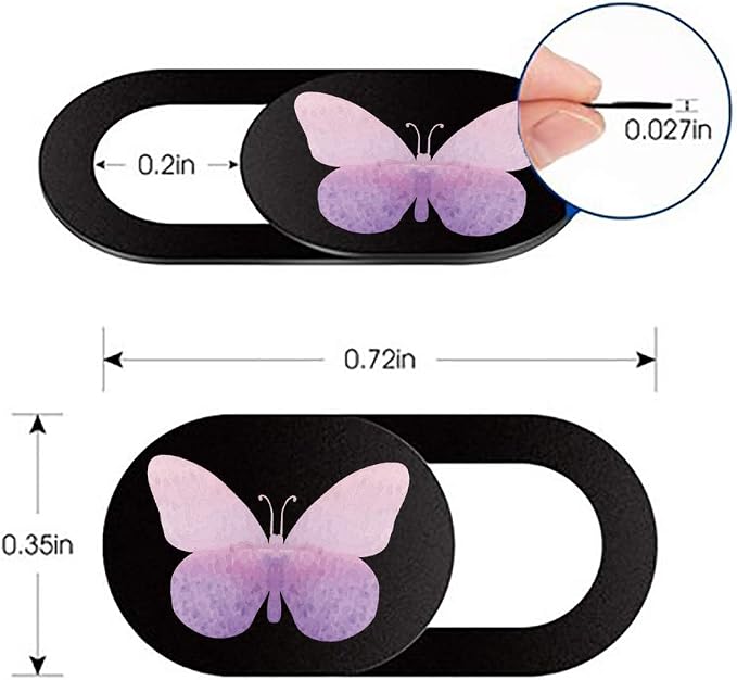 Webcam Cover Slide Ultra Thin Laptop Camera Privacy, 3 Butterfly | 3 Pcs Buterfly, Ultra thin camera cover fit for Cell phone desktop tablet PC, front camera blocks webcam to protect privacy - Image 2