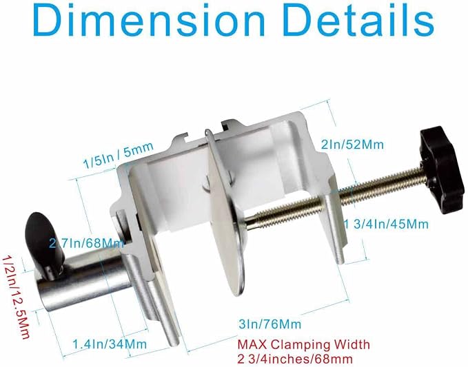 Replacement Heavy Duty C Clamp for 1/2” Base Magnifying Lamp,Desk Lamp,Swing Arm Lamp,Phone I pad Mount,Tablet Mic Holder,Table Mount Clamp for Microphone Stand Mic Boom Arm (G1 SIVLER) - Image 3