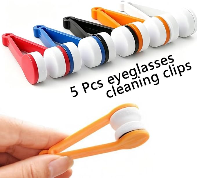 5 PCS Mini Eyeglass Cleaning Tool Kit Portable Spectacles Microfiber Cleaner Soft Brush Clip for Sun Glasses Sunglasses and Lenses - Image 3