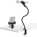 2 In 1 Gooseneck Mic Stand with Phone Clip, 13 Inch Flexible Mic Arm Desk Mount for Podium, Lecture, Podcast, Studio, Microphone Holder Compatible with Shure SM58, Beta 58A, Samson Q2U by BILIONE