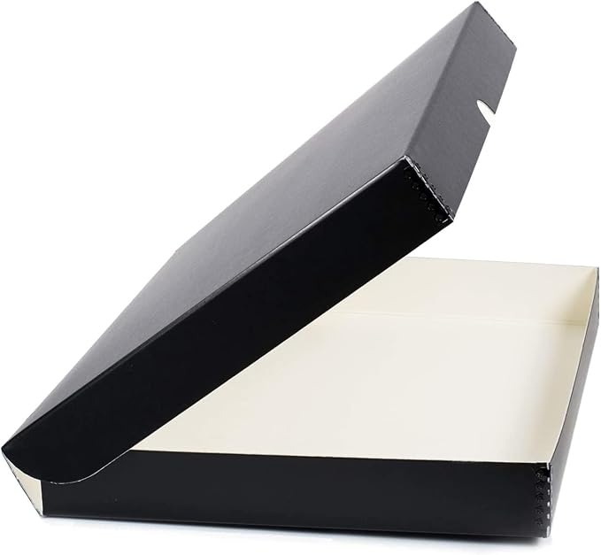 Lineco Clamshell Archival Storage Box, 11.5x17.5x1.75 Inch, Black | Acid-Free with Metal Edge Boxboard, Organize and Store Photos Documents Cards Negatives Magazine Prints Family Records DIY by Lineco