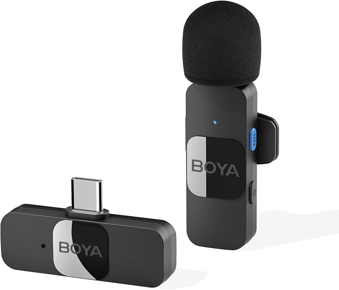 BOYA Wireless Lavalier Microphone for Android USB C Smartphone Tablet External Noise Canceling Mini Lapel Type C Microphone for iPhone 15 Clip-On Mic for Video Recording Podcast YouTube Live Streaming by BOYA